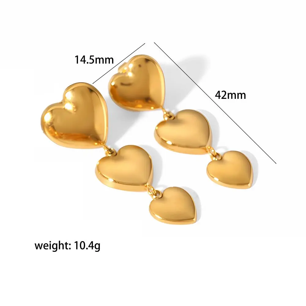 1 Pair Simple Classic Style Glossy Heart Shape Stainless Steel 18K Gold Plated Women's Stud Earrings Picture2